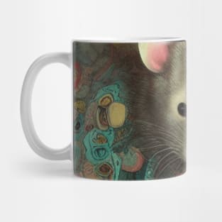 possum art with roses vintage painting Mug